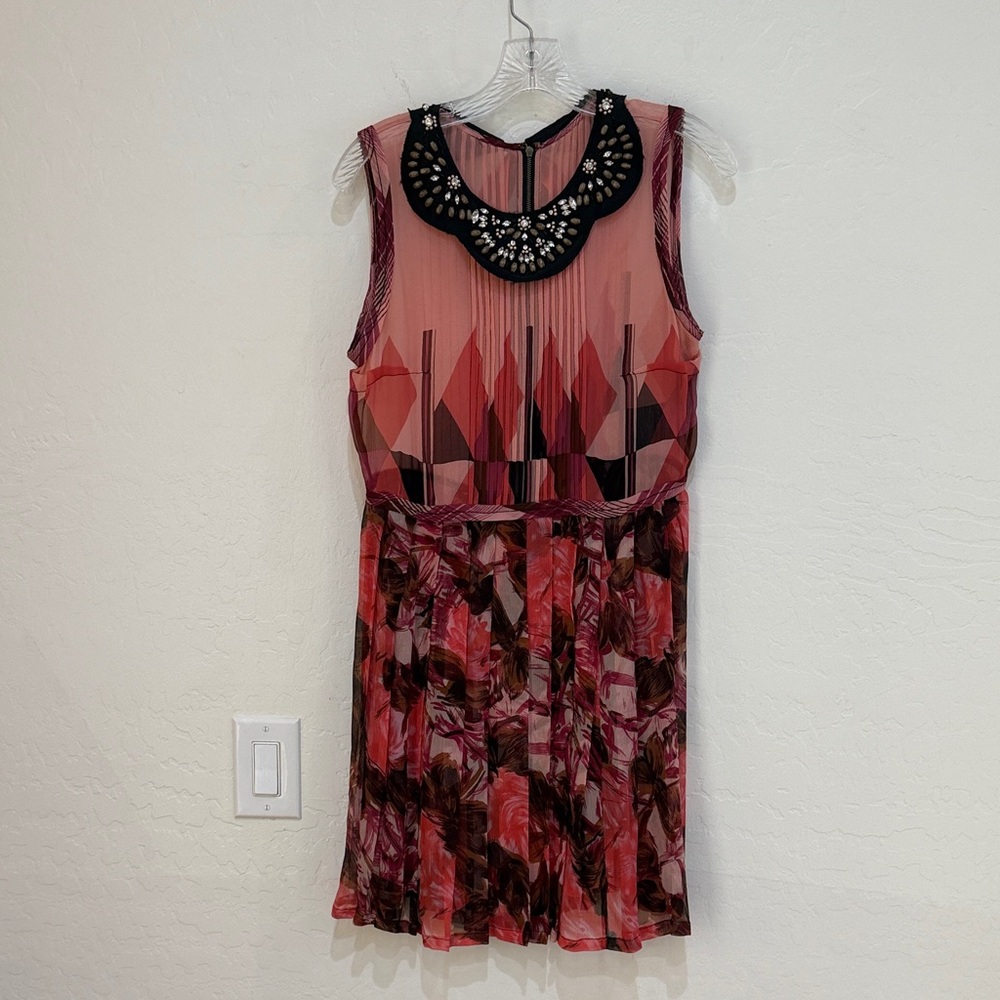 Tracy Reese Pink and Black Geometric Mini Dress